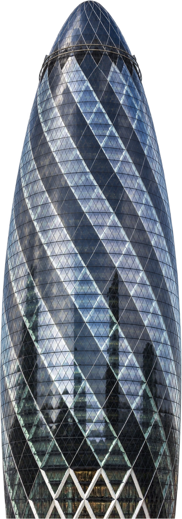 The Gherkin, 30 St Mary Axe · London, UK. Architectural and tip height to rounded crown: 179.8 meters.