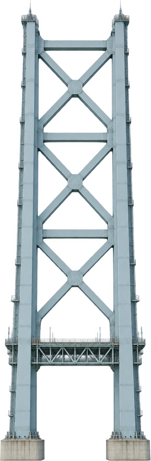 Akashi Kaikyo Bridge, Akashi Strait, Japan. Tower above sea surface · about 300 m: 300 meters.