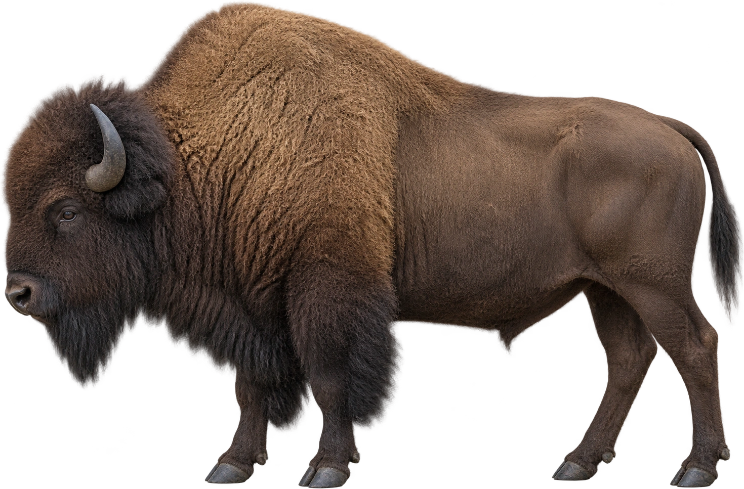 American bison, Smithsonian bull specimen · shoulder-height reference. Museum-described shoulder height · nominal 6 feet: 1.8288 meters, illustrative estimate.