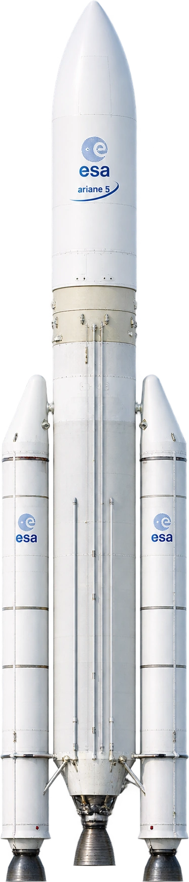 Ariane 5 ECA, ECA · upper-end full-height reference. Full vehicle with fairing · ESA’s up-to-53-meter reference: 53 meters.
