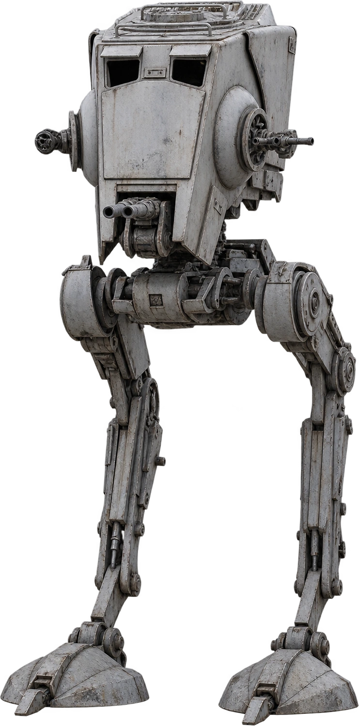 AT-ST, Star Wars · Return of the Jedi (1983). Published fictional walker height · upright configuration: 9.04 meters.