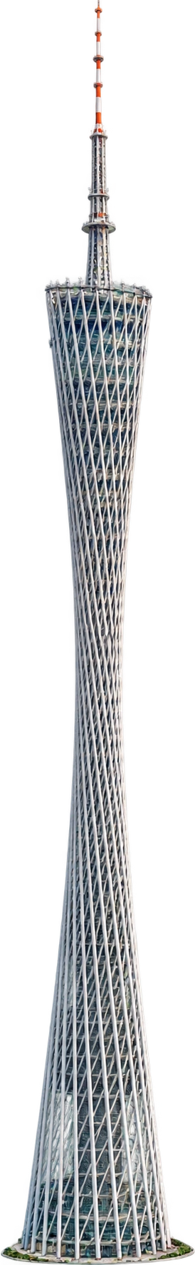 Canton Tower, Guangzhou, China. Complete tower including antenna mast: 600 meters.