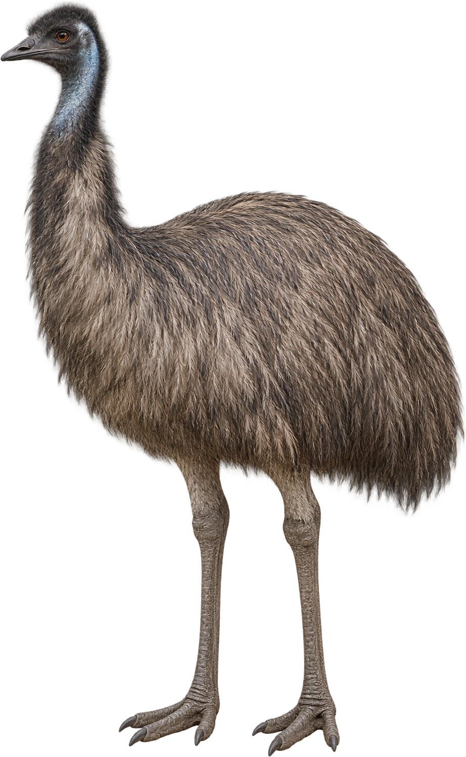 Emu, Adult emu · upper published height reference. Published upper adult height · approximately 1.9 meters: 1.9 meters, illustrative estimate.