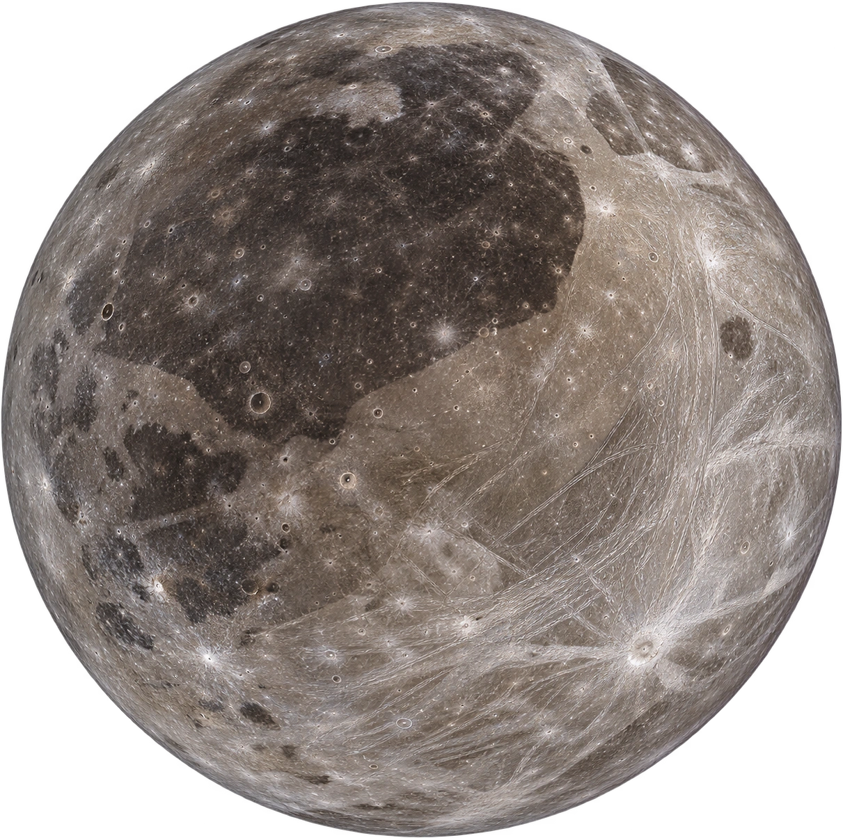 Ganymede, Mean-diameter reference · idealized sphere. Mean diameter · twice JPL mean radius: 5262400 meters.