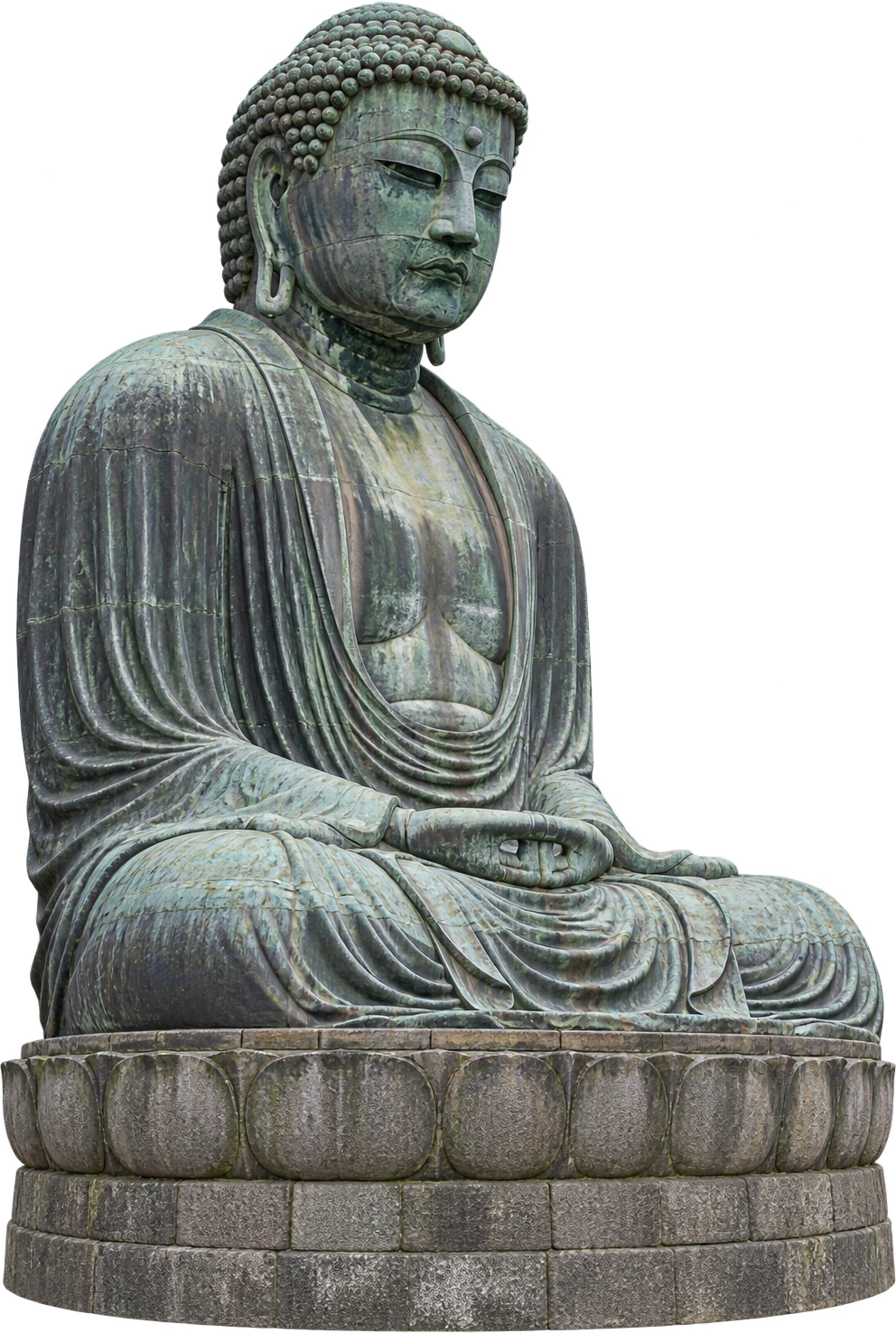Great Buddha of Kamakura, Kotoku-in · Kamakura, Japan. Seated statue and platform · 13.35 m: 13.35 meters.