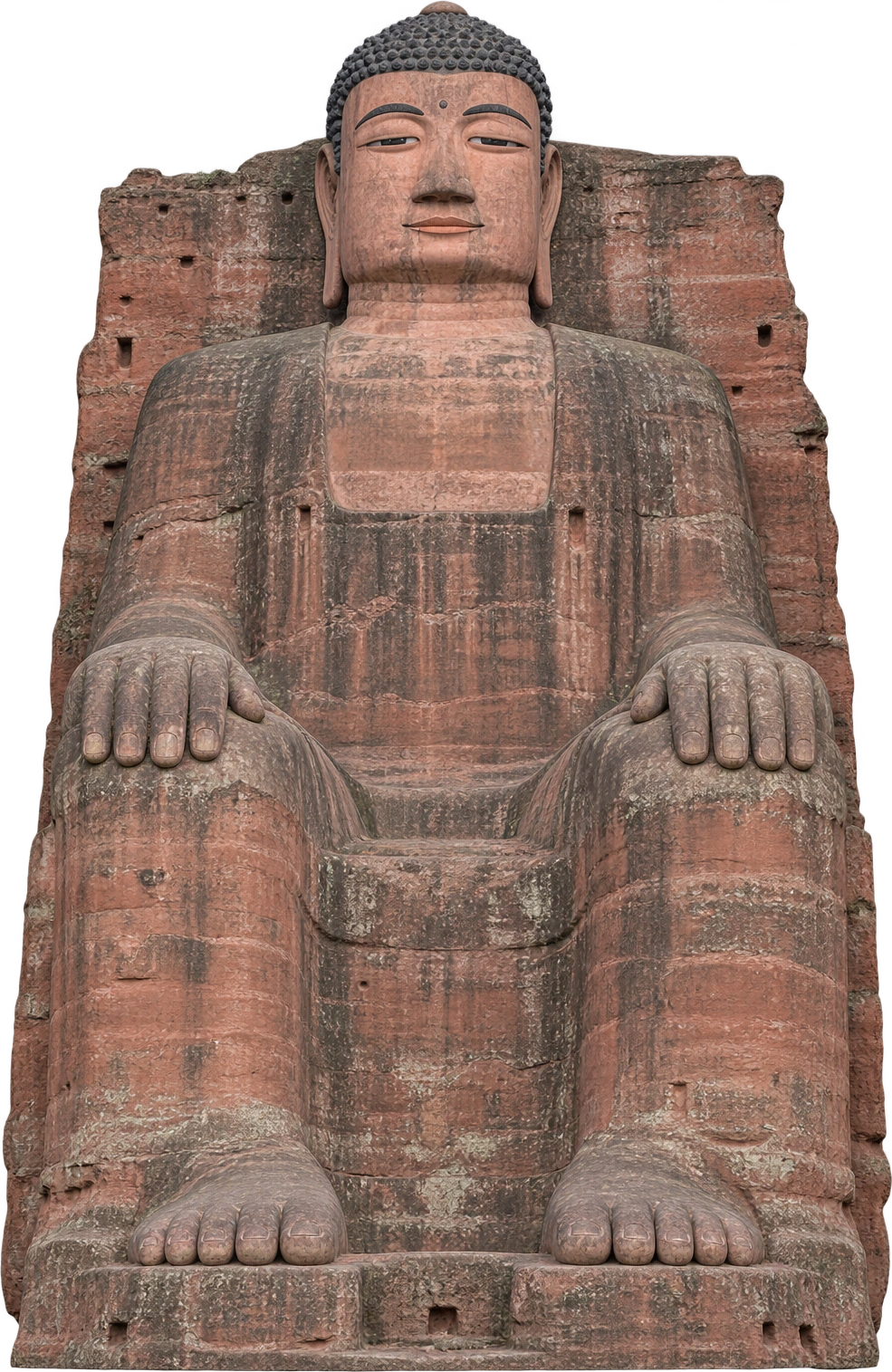Great Buddha of Leshan, Leshan, Sichuan, China. Carved seated figure · 71 m: 71 meters.