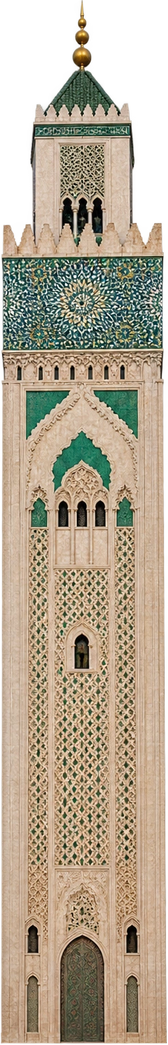 Hassan II Mosque minaret, Casablanca, Morocco. Builder-listed minaret height · 200 m: 200 meters.