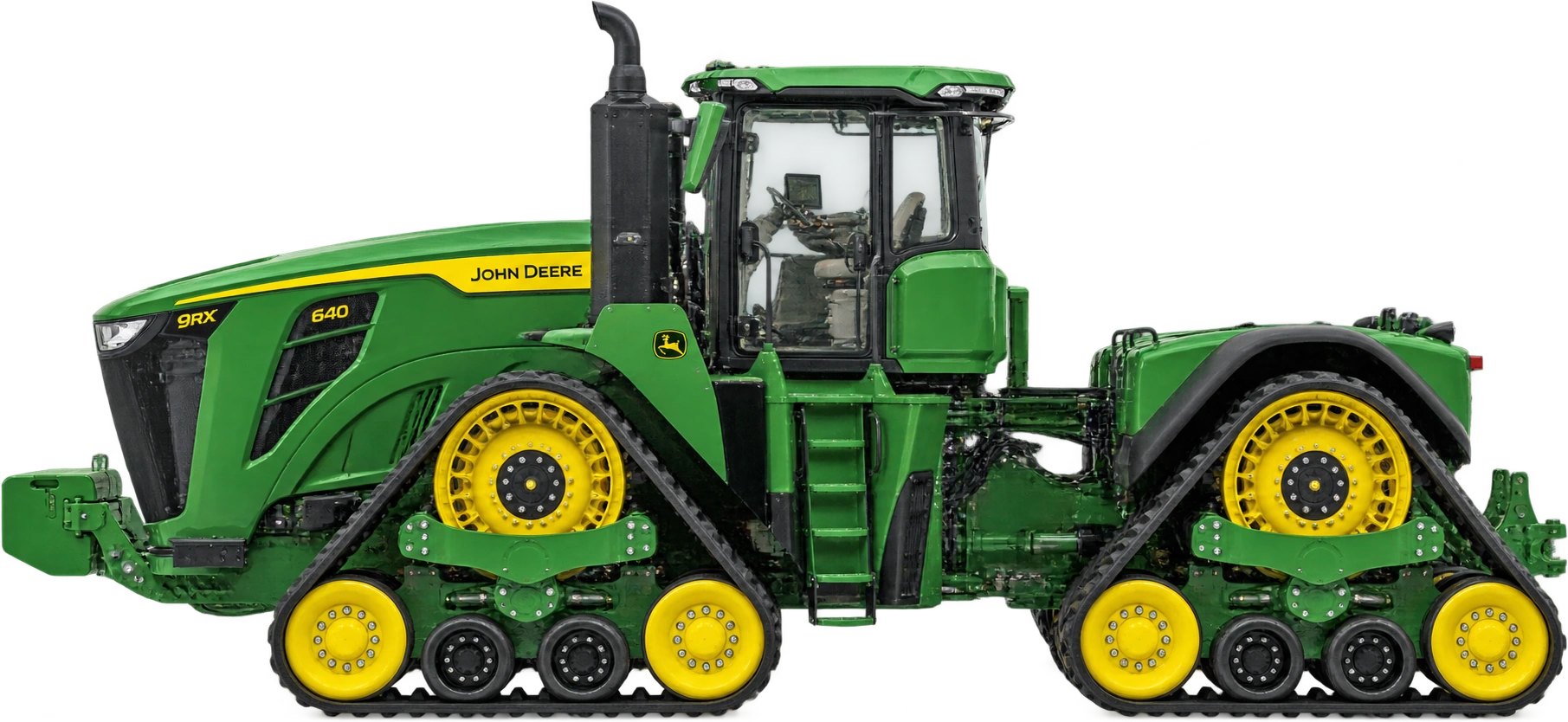 John Deere 9RX tractor, 9RX 640 · exhaust-top reference. Manufacturer-listed height to exhaust top: 3.946 meters.