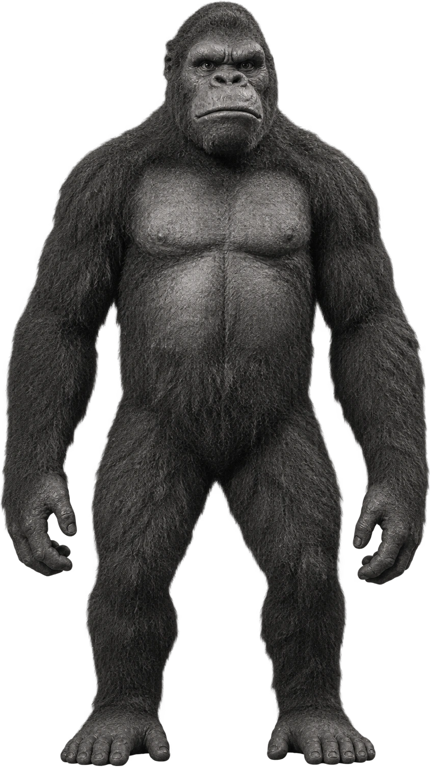 King Kong (1933), 1933 · nominal Skull Island miniature scale. Nominal Skull Island height · 18 feet: 5.4864 meters, illustrative estimate.