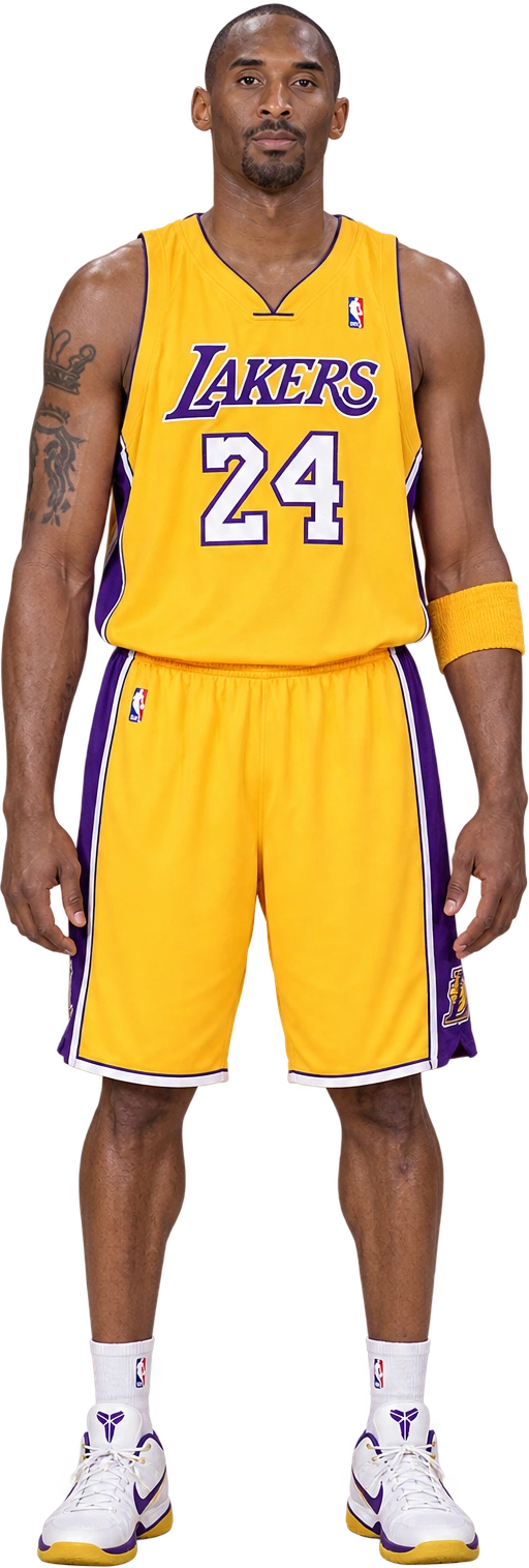 Illustrated likeness of Kobe Bryant, Illustrated likeness · listed stature. NBA listed stature · 6 ft 6 in · footwear not stated: 1.98 meters.