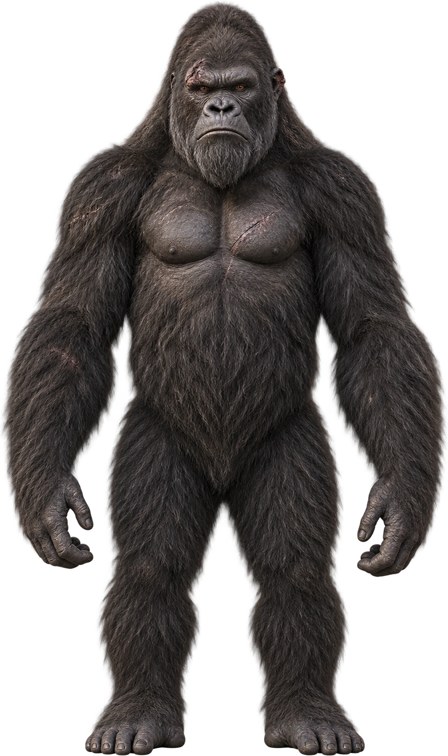 Kong (2005), King Kong · Peter Jackson’s 2005 film. Production size reference · nominal 25 feet upright: 7.62 meters.