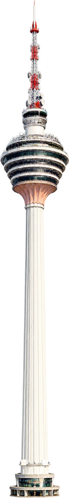 Kuala Lumpur Tower, Kuala Lumpur, Malaysia. Full tower height including mast · hill excluded: 421 meters.