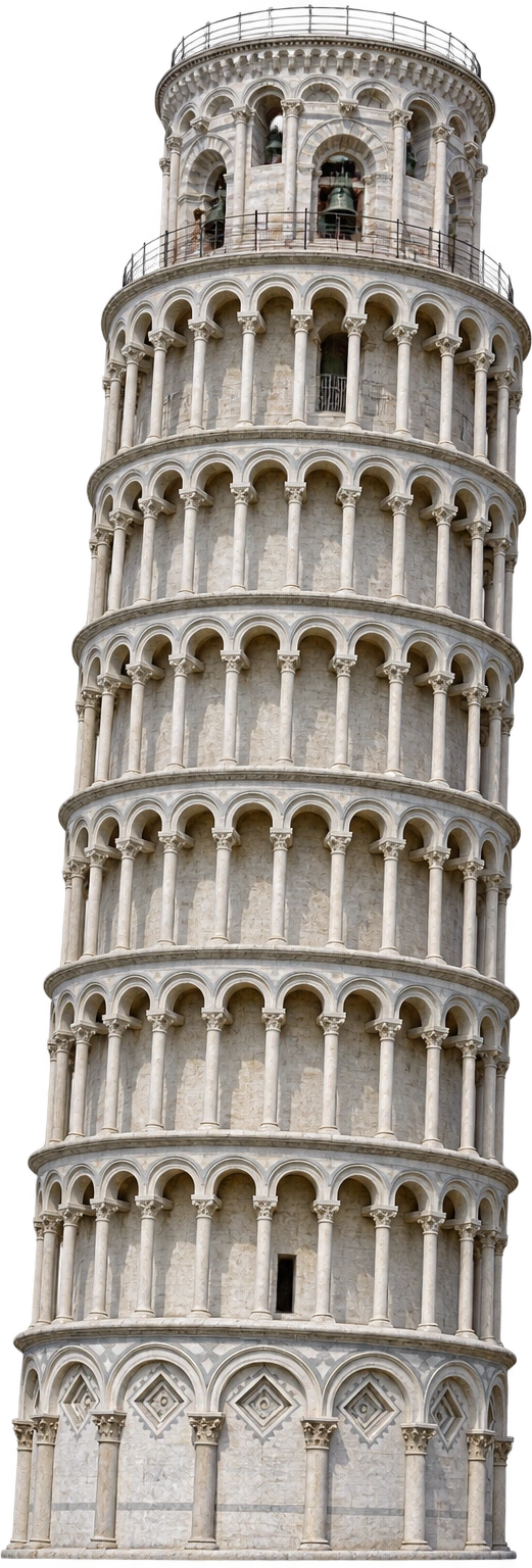 Leaning Tower of Pisa, Piazza dei Miracoli · Pisa, Italy. Leaning tower above ground · about 56 m: 56 meters.