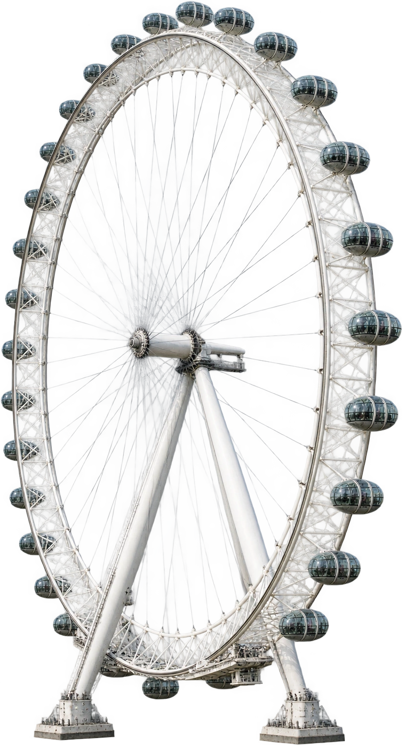 London Eye, London, UK. Ground to highest wheel extent · 135 m: 135 meters.