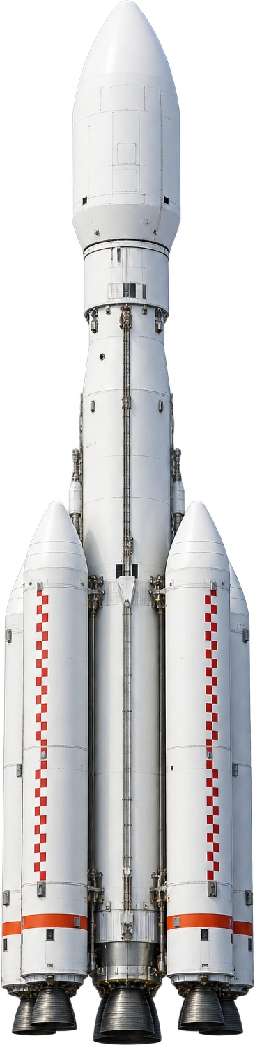 Long March 5, Chang’e 6 · May 2024 launch configuration. Full launch-vehicle height · Chang’e 6 configuration · rounded: 57 meters.