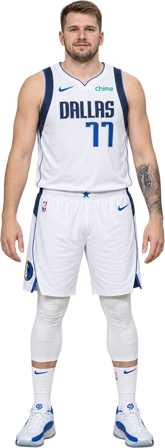 Illustrated likeness of Luka Dončić, Illustrated likeness · listed stature. NBA listed stature · 6 ft 8 in · footwear not stated: 2.03 meters.