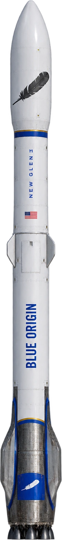 New Glenn, 2025 two-stage configuration · seven-engine first stage. Approximate full launch height · 2025 fairing configuration: 98 meters.