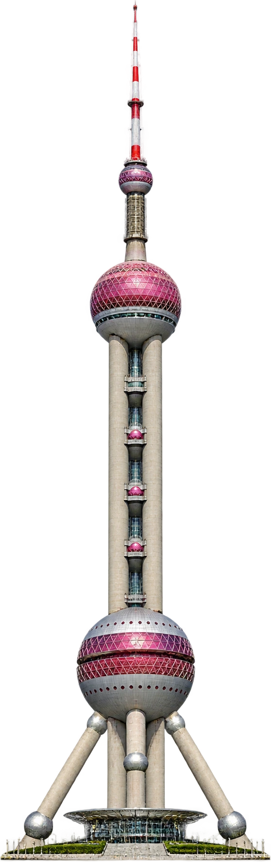 Oriental Pearl Tower, Shanghai, China. Full tower height including antenna: 468 meters.