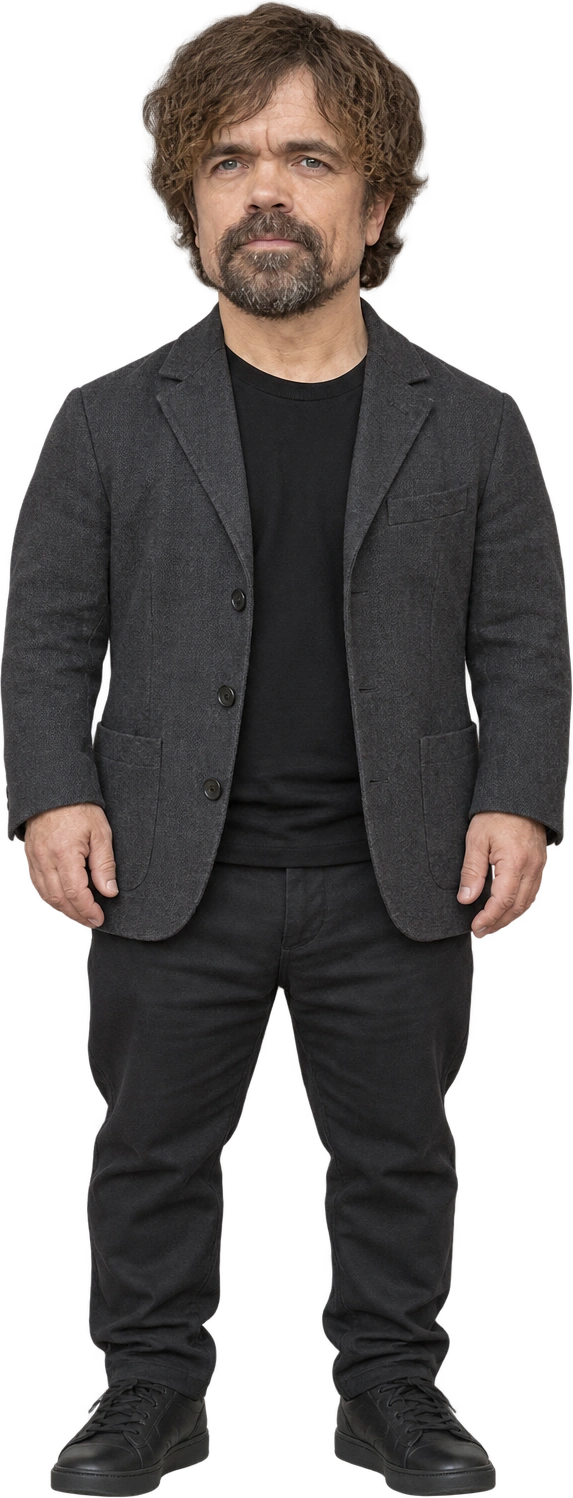 Illustrated likeness of Peter Dinklage, Illustrated likeness · self-reported stature. Vanity Fair self-reported stature · 4 ft 5 in · footwear not stated: 1.3462 meters.