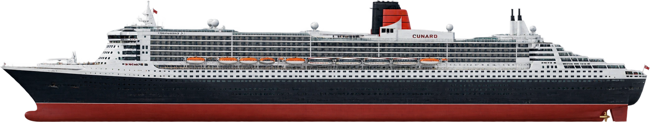 Queen Mary 2, Cunard · January 2025 deck-plan reference. Overall length · operator-listed 345 meters: 345 meters.