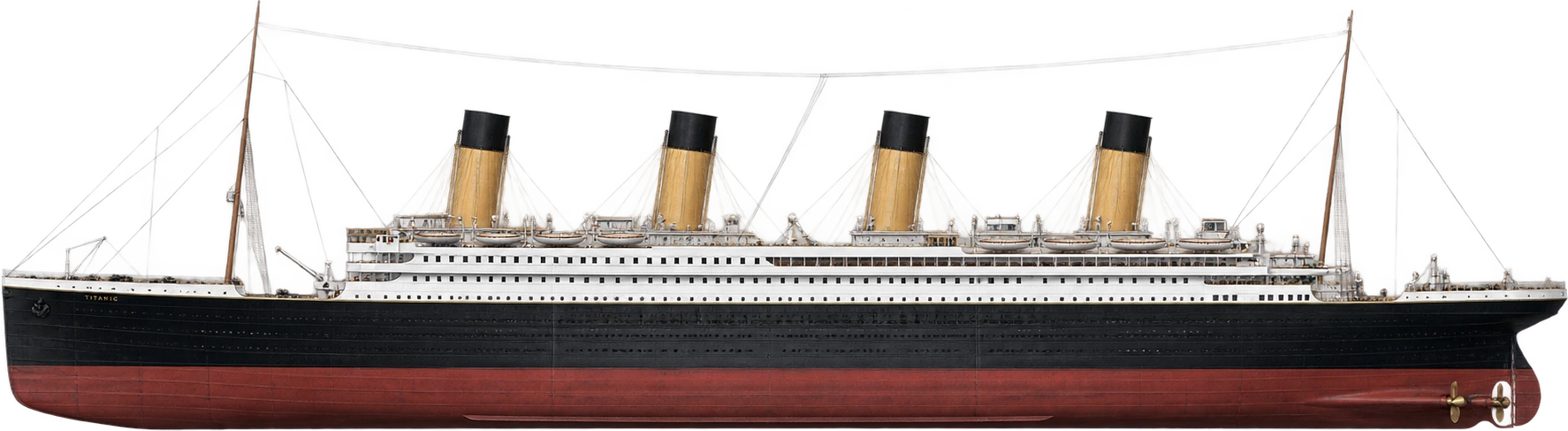 RMS Titanic, April 1912 passenger-liner configuration. Length overall · 882.75 feet: 269.0622 meters.