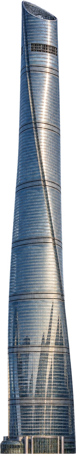 Shanghai Tower, Shanghai, China. Architectural and tip height: 632 meters.