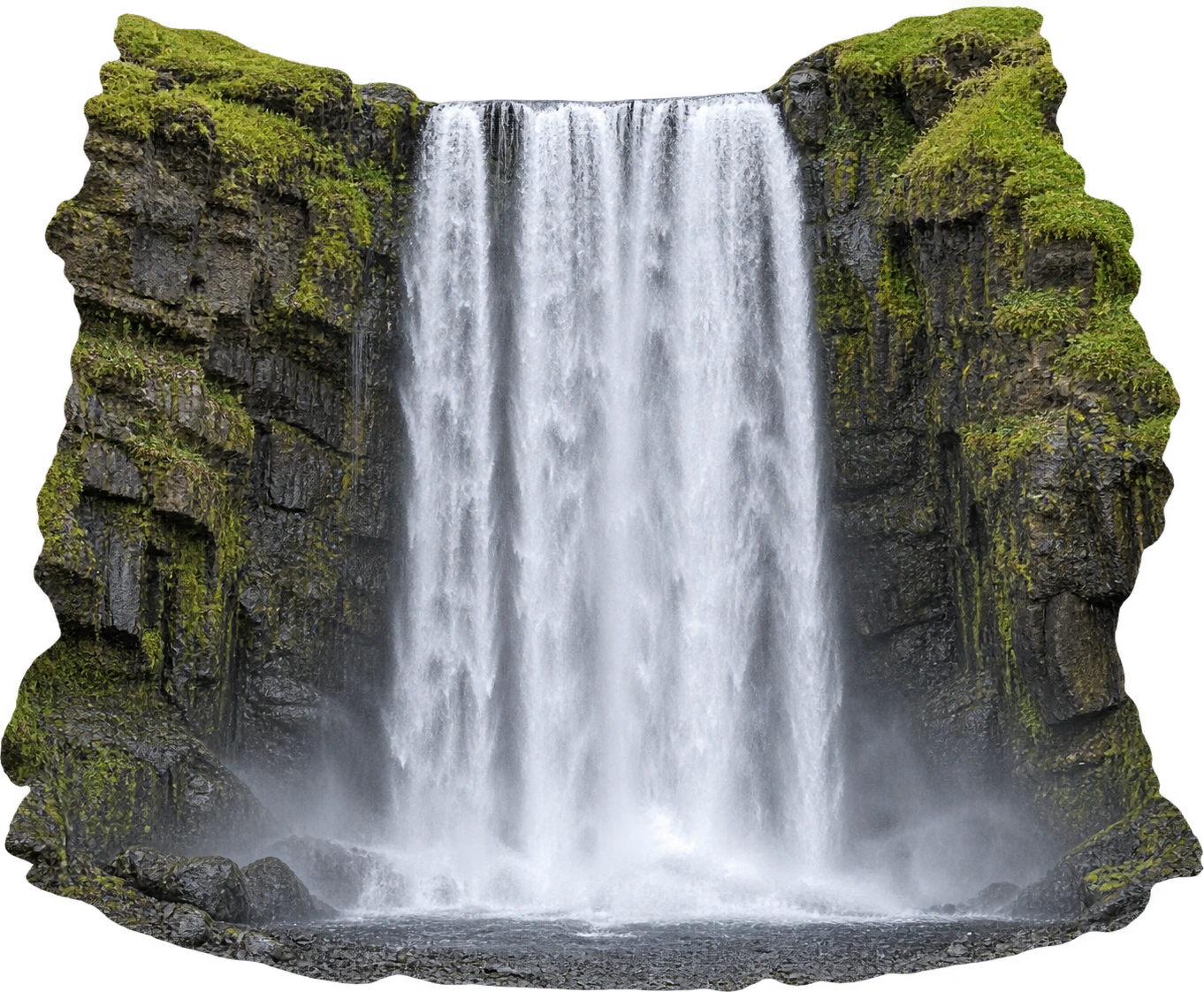 Skógafoss, Skógá river · South Iceland. Main waterfall drop · rounded 60 m reference: 60 meters.