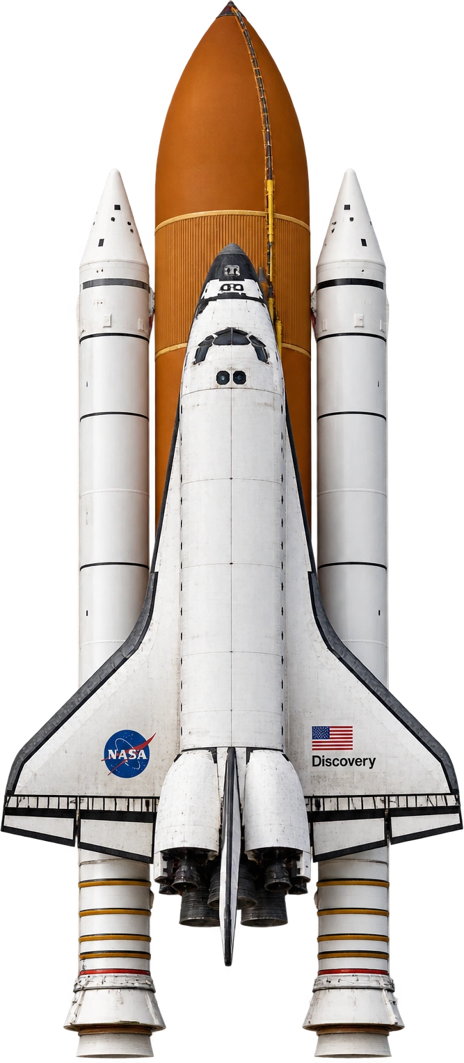Space Shuttle, NASA · complete launch stack. Full upright launch stack height: 56.14 meters.