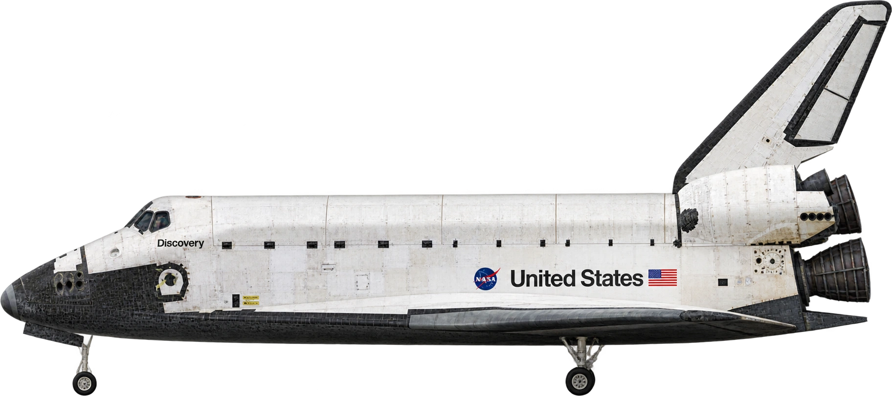 Space Shuttle orbiter, Discovery · landing gear extended. Runway height · tire contact to tail-fin tip: 17.25 meters.