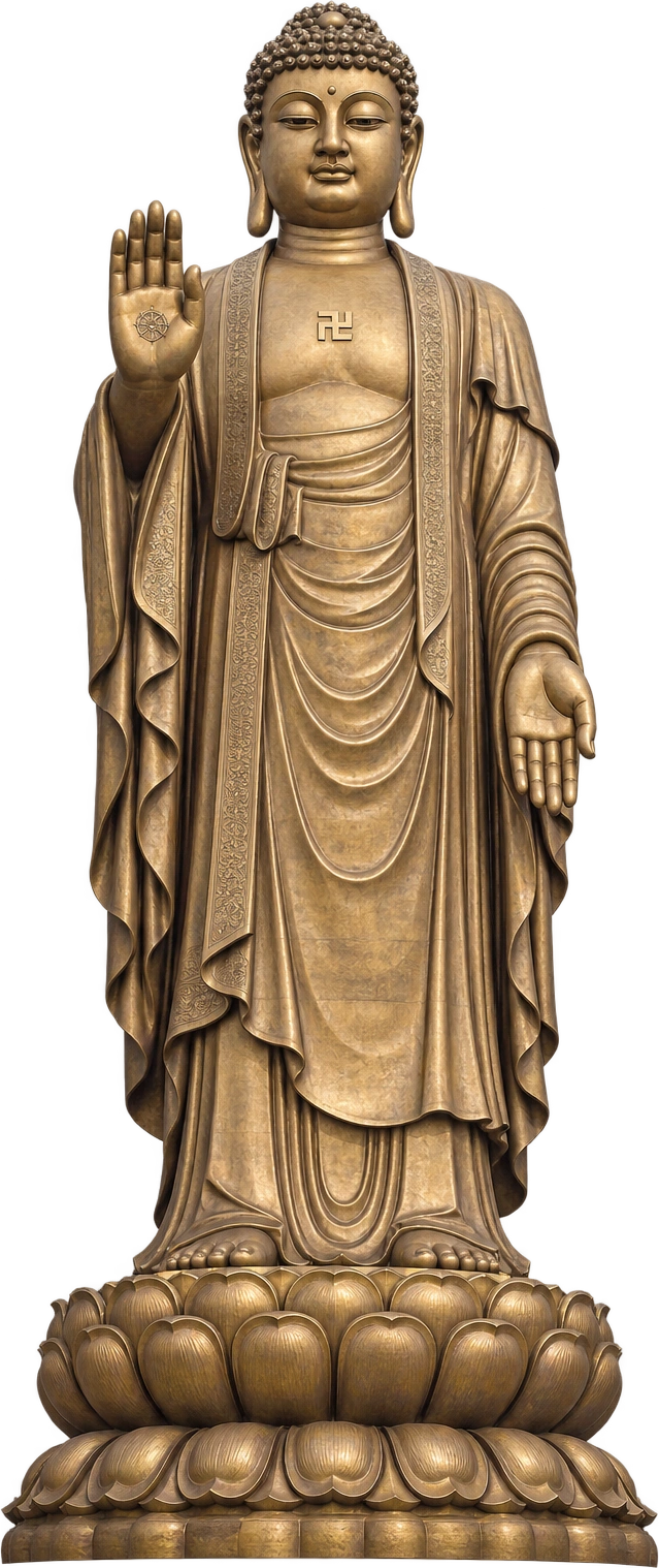 Spring Temple Buddha, Henan, China · statue with lotus seat. Buddha and lotus seat · derived 128 m: 128 meters, illustrative estimate.