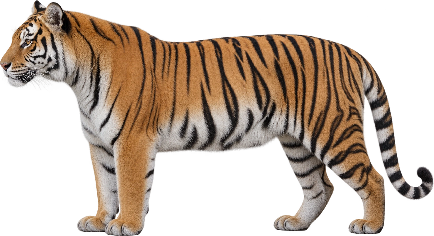 Tiger, Hornaday specimen · historical shoulder-height reference. Historical individual shoulder measurement · 3 feet 7 inches: 1.0922 meters, illustrative estimate.