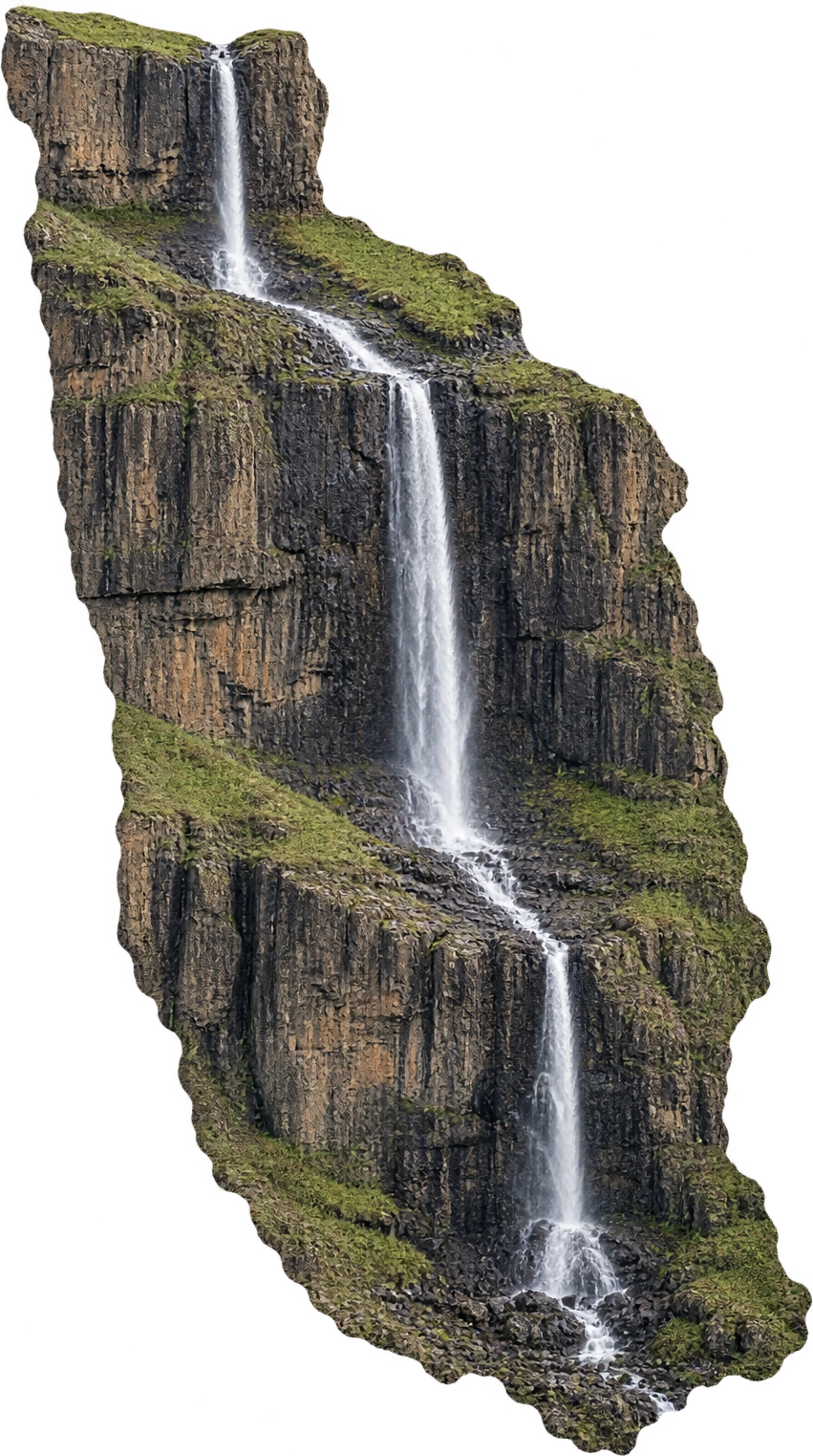 Tugela Falls, Royal Natal National Park · South Africa. Total cascade · operator's 948 m reference: 948 meters.