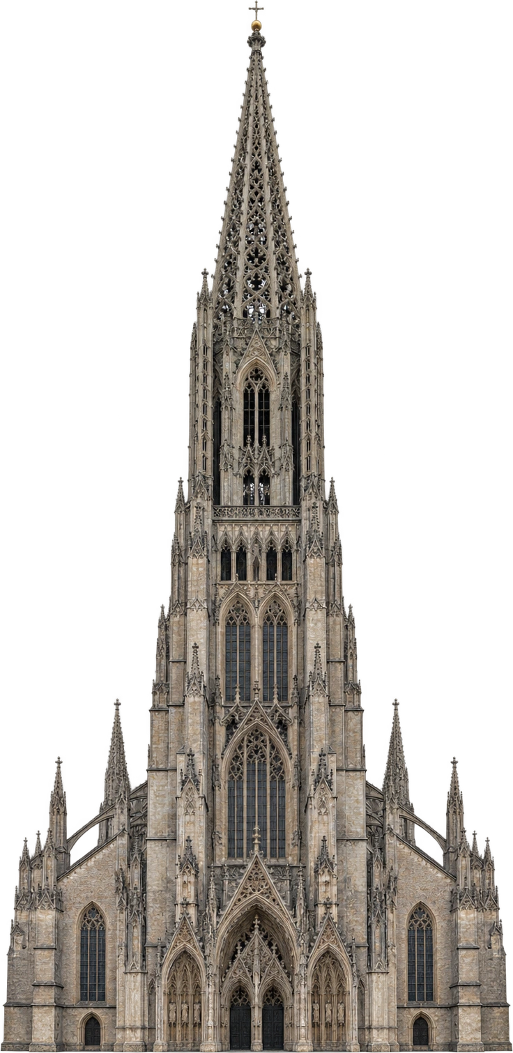 Ulm Minster, Ulm, Germany. Main church spire to tip · 161.53 m: 161.53 meters.