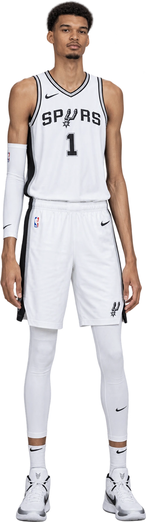 Illustrated likeness of Victor Wembanyama, Illustrated likeness · listed stature. NBA listed stature · 7 ft 4 in · footwear not stated: 2.24 meters.